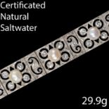 EDWARDIAN NATURAL SALTWATER PEARL AND DIAMOND BRACELET