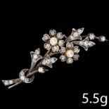 VICTORIAN DIAMOND AND PEARL SPRAY BROOCH