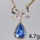 SAPPHIRE AND DIAMOND PENDANT NECKLACE