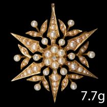 VICTORIAN PEARL AND DIAMOND STAR BROOCH/PENDANT