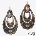 VICTORIAN TORTOISESHELL GOLD INLAY EARRINGS