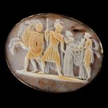 FINE ANTIQUE CUT AGATE CAMEO , FAREWELL TO THE WARRIORS
