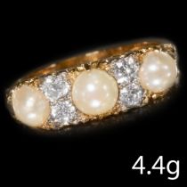 ANTIQUE PEARL AND DIAMOND RING