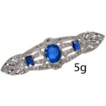 ART-DECO SAPPHIRE AND DIAMOND BROOCH