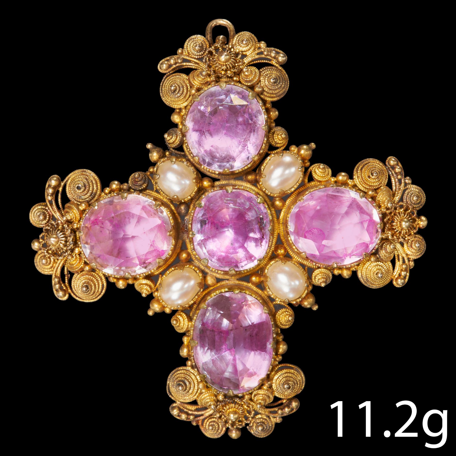 GEORGIAN TOPAZ AND PEARL BROOCH