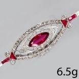 EDWARDIAN RUBY AND DIAMOND BROOCH