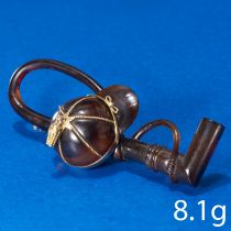 VICTORIAN TORTOISE SHELL JOCKEY CAP AND WHIP GOLD BROOCH