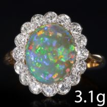 OPAL AND DIAMOND CLUSTER RING