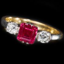 RUBY AND DIAMOND 3-STONE RING