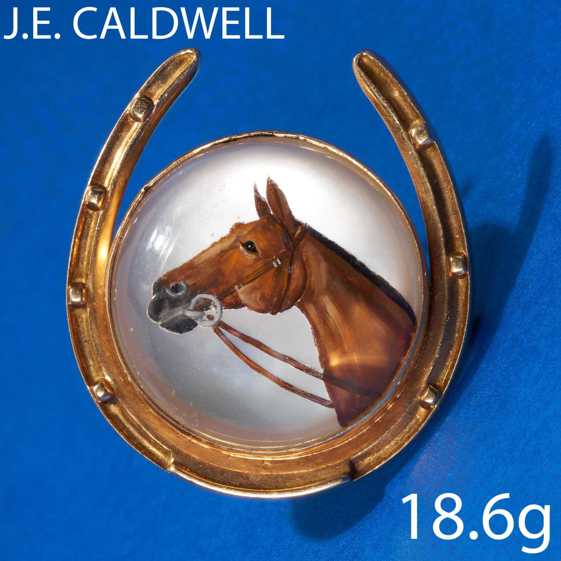 J.E. Caldwell & Co. ESSEX CRYSTAL HORSE AND HORSE SHOE BROOCH