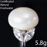 IMPORTANT NATURAL PEARL AND DIAMOND RING