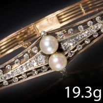 VICTORIAN PEARL AND DIAMOND HINGED BANGLE