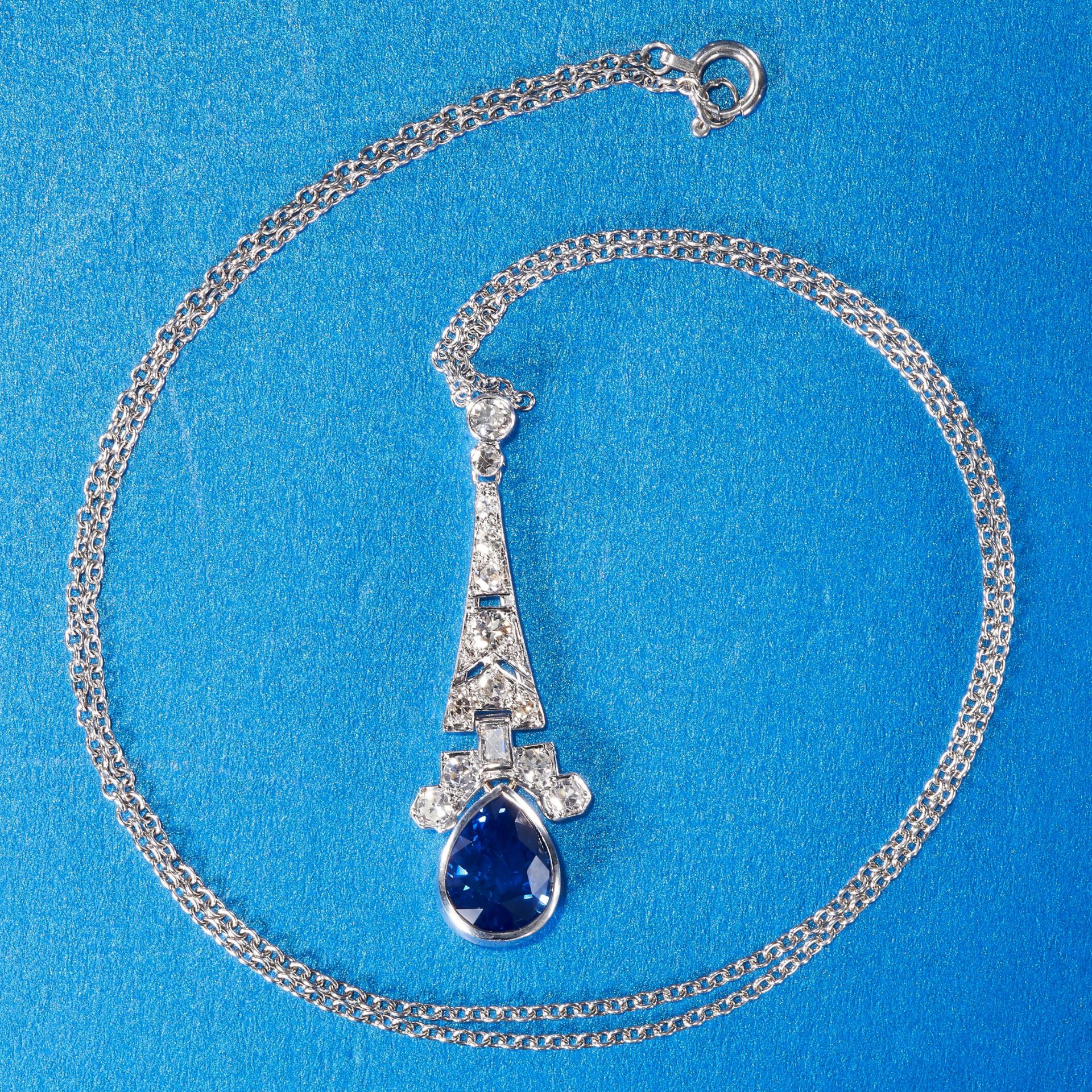 SAPPHIRE AND DIAMOND PENDANT NECKLACE - Image 2 of 2