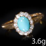 TURQUOISE AND DIAMOND CLUSTER RING