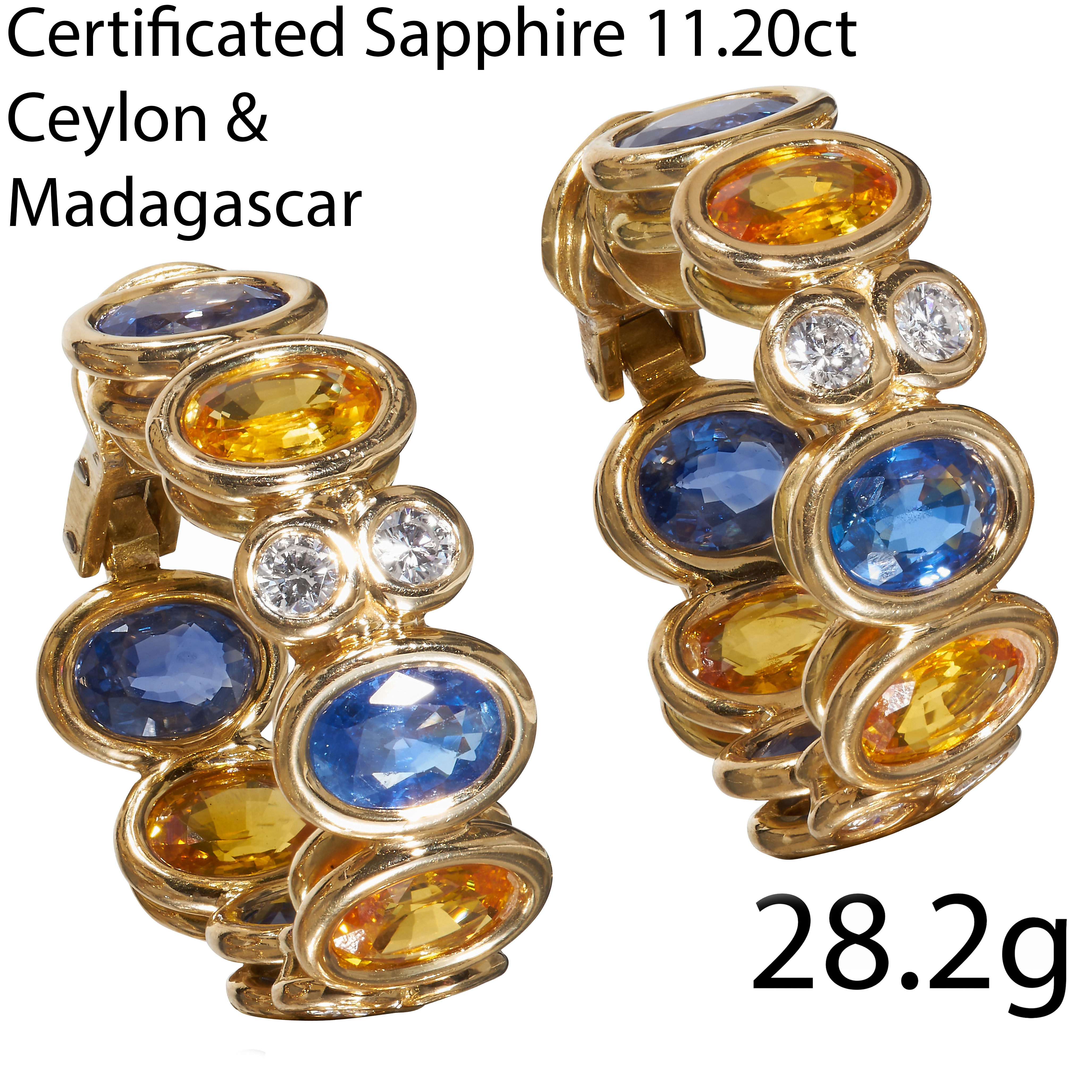 SAPPHIRE AND DIAMOND CREOLES EARRINGS