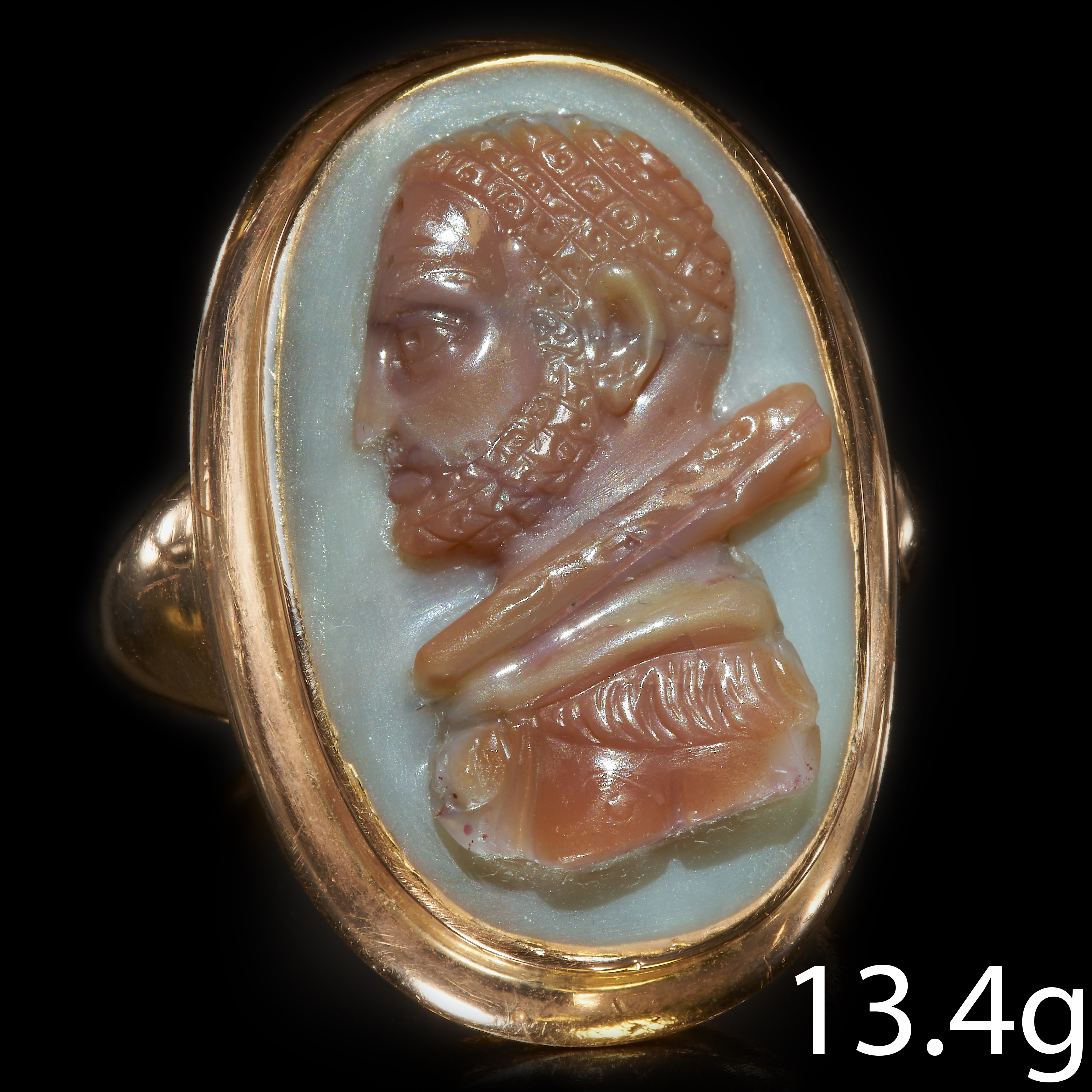 ANTIQUE HARDSTONE CAMEO RING