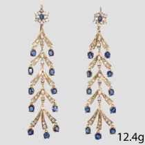 PAIR OF SAPPHIRE AND DIAMOND EARRINGS