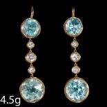 PAIR OF ZIRCON AND DIAMOND DROP EARRINGS