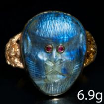 ANTIQUE LABRADORITE FACE RING