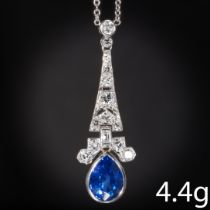 SAPPHIRE AND DIAMOND PENDANT NECKLACE