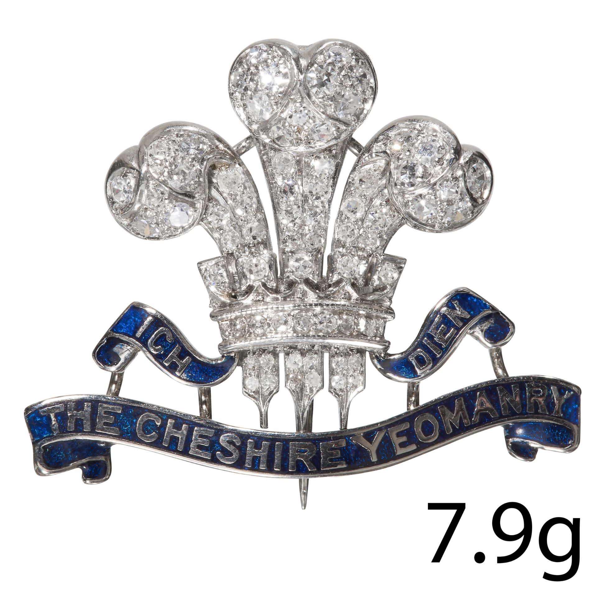 RARE DIAMOND AND ENAMEL REGIMENTAL BROOCH