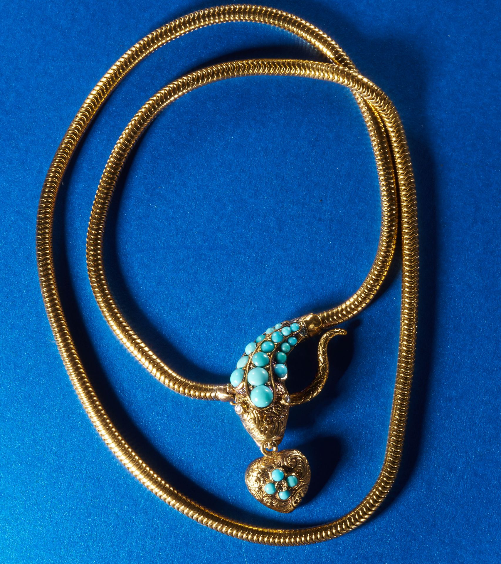 VICTORIAN GOLD AND TURQUOISE SNAKE NECKLACE - Image 2 of 2