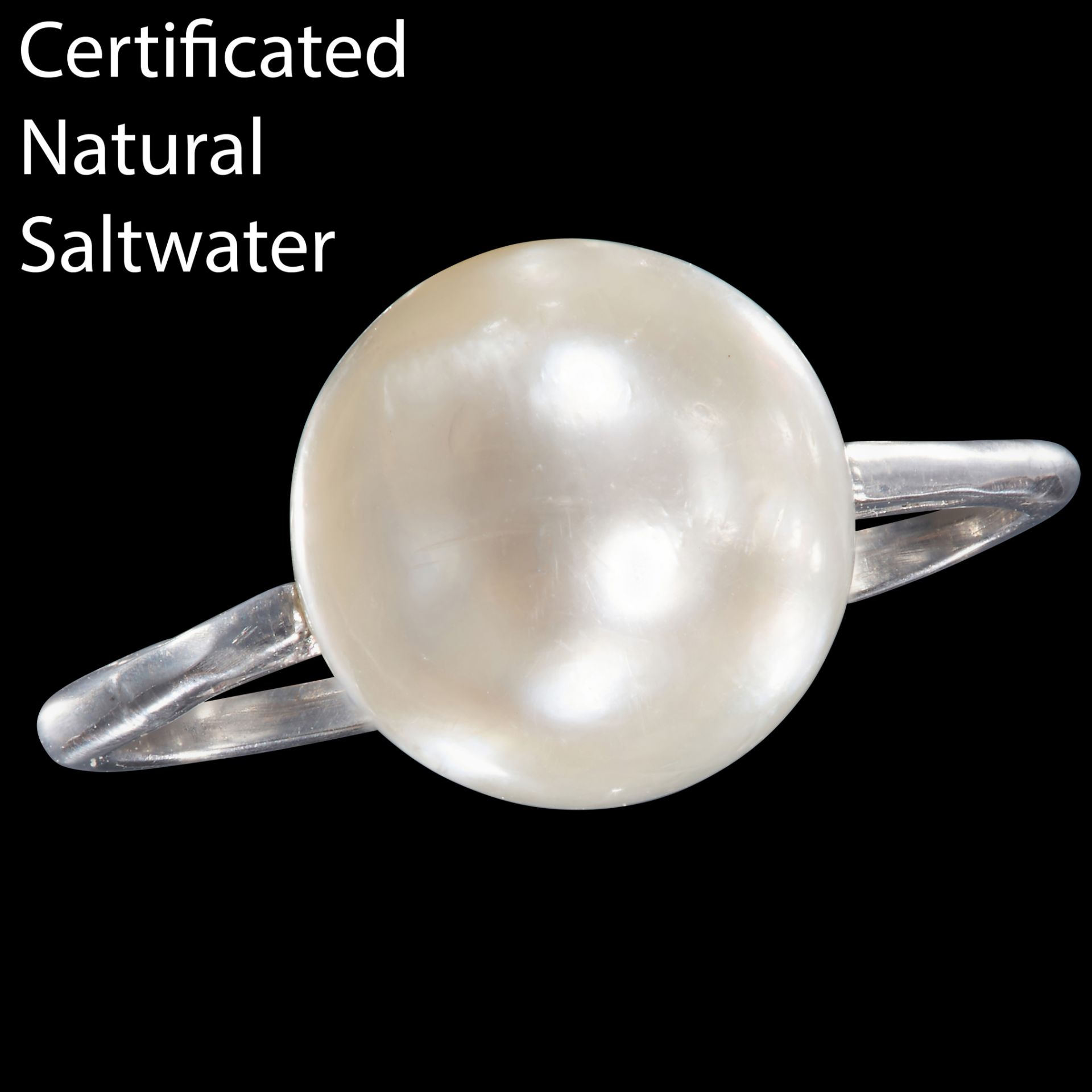 LARGE CERTIFICATED NATURAL SALTWATER PEARL RING - Image 2 of 3