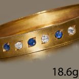 VICTORIAN SAPPHIRE AND DIAMOND HINGED BANGLE