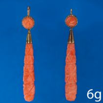 ANTIQUE PAIR OF CARVED CORAL EARRINGS