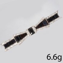 ART DECO ONYX AND DIAMOND BAR BROOCH