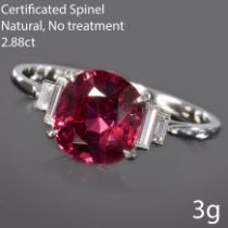 CERTIFICATED RED SPINEL AND DIAMOND RING