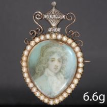 GEORGIAN DIAMOND AND PEARL PORTRAIT MINIATURE