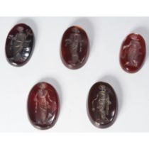 LOT OF CARVED INTAGLIOS, depicting warriors. 7.5 grams.