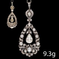 FINE ANTIQUE DIAMOND PENDANT NECKLACE