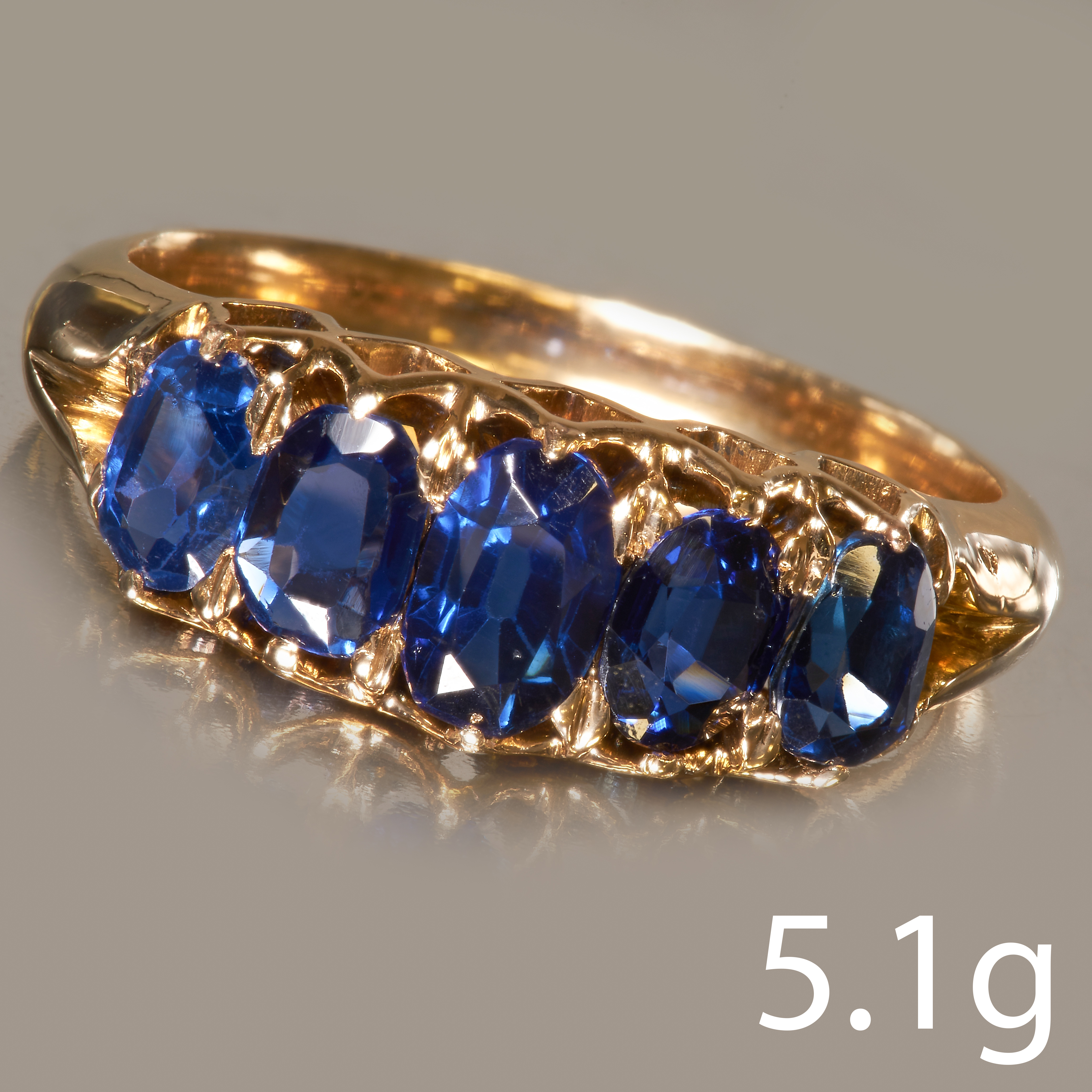 SAPPHIRE AND DIAMOND 5-STONE RING