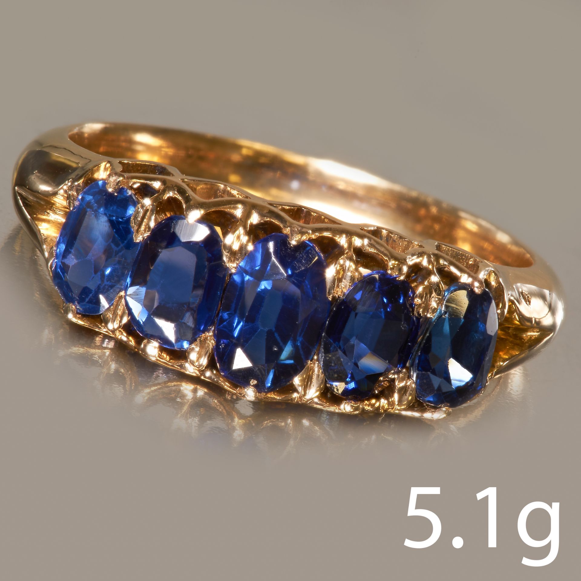 SAPPHIRE AND DIAMOND 5-STONE RING