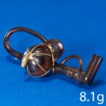 VICTORIAN TORTOISE SHELL JOCKEY CAP AND WHIP GOLD BROOCH