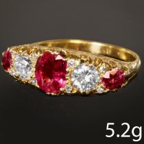 RUBY AND DIAMOND 5-STONE RING