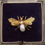 VICTORIAN PEARL FLY BROOCH