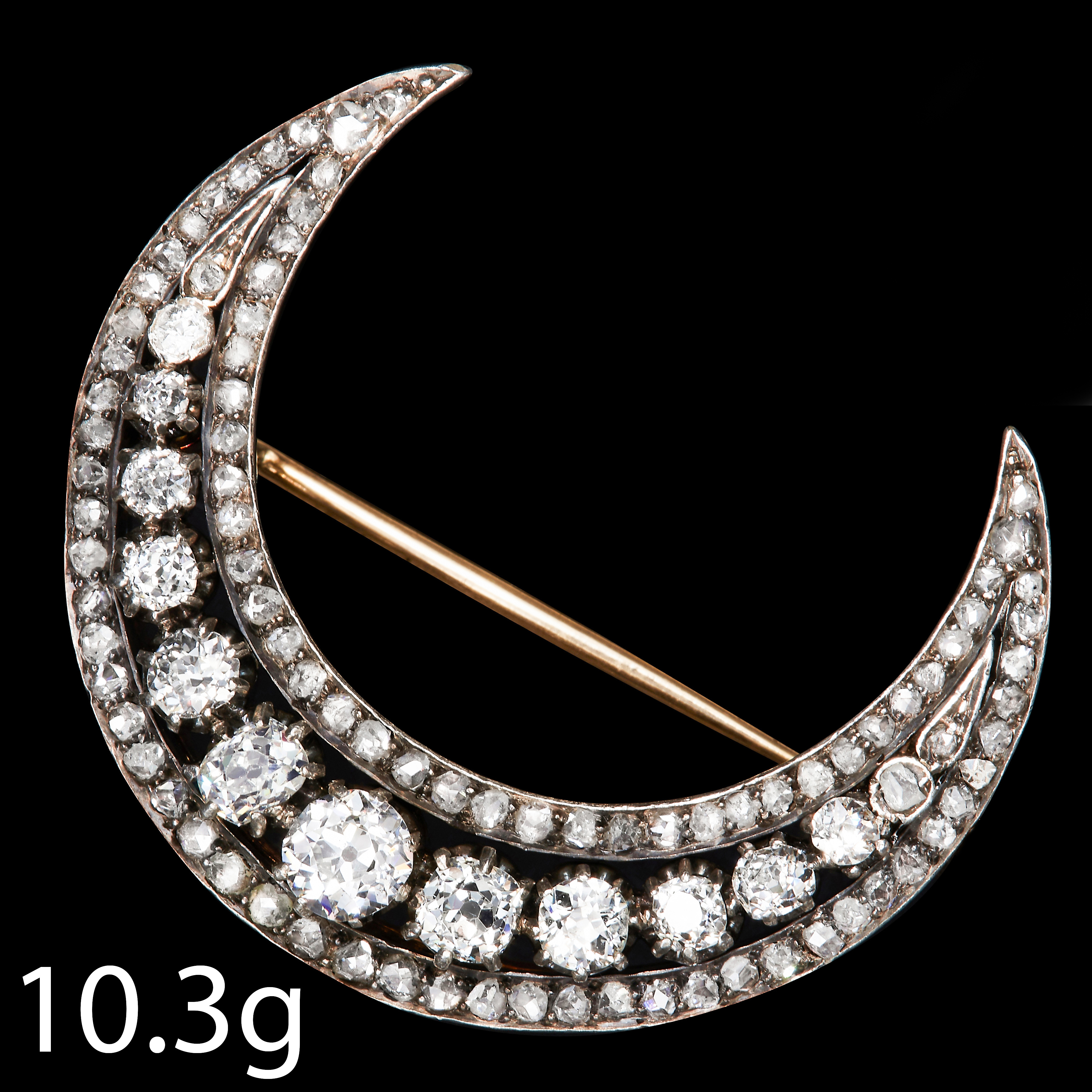 VICTORIAN DIAMOND CRESCENT BROOCH