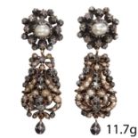 FANTASTIC PAIR OF ANTIQUE GEORGIAN PAIR OF DIAMOND AND PEARL EARRINGS