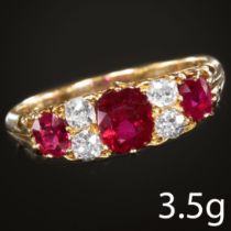 RUBY AND DIAMOND 5-STONE RING