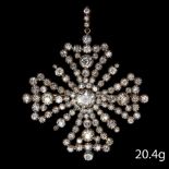 RARE ANTIQUE DIAMOND MALTESE CROSS PENDANT/BROOCH