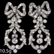 ATTRACTIVE PAIR OF ANTIQUE DIAMOND DROP EARRINGS