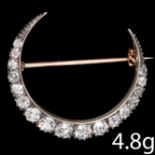 FINE ANTIQUE DIAMOND CRESCENT BROOCH