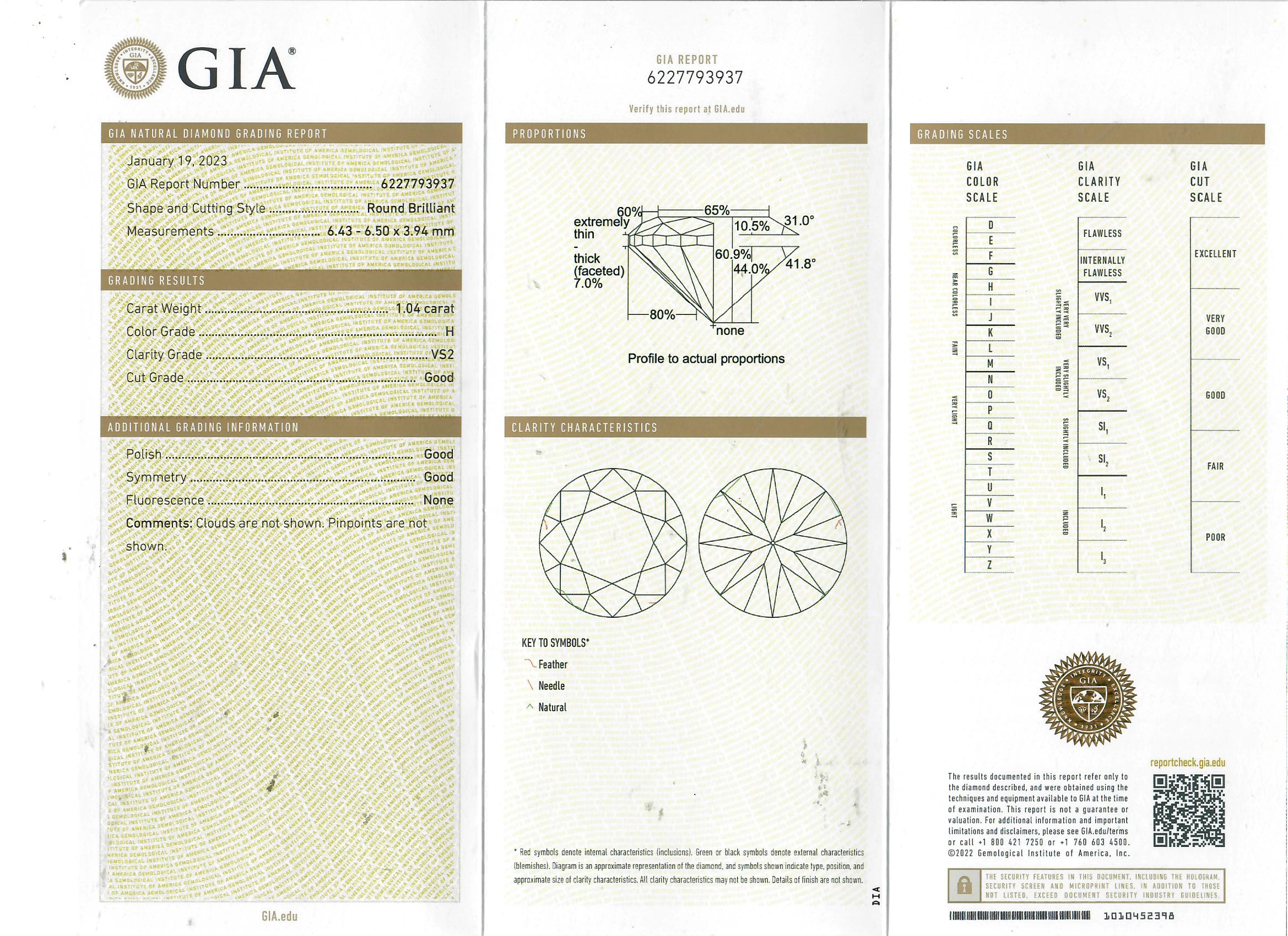 GIA CERTIFICATED 1.04 CT. DIAMOND SOLITAIRE RING - Image 2 of 2