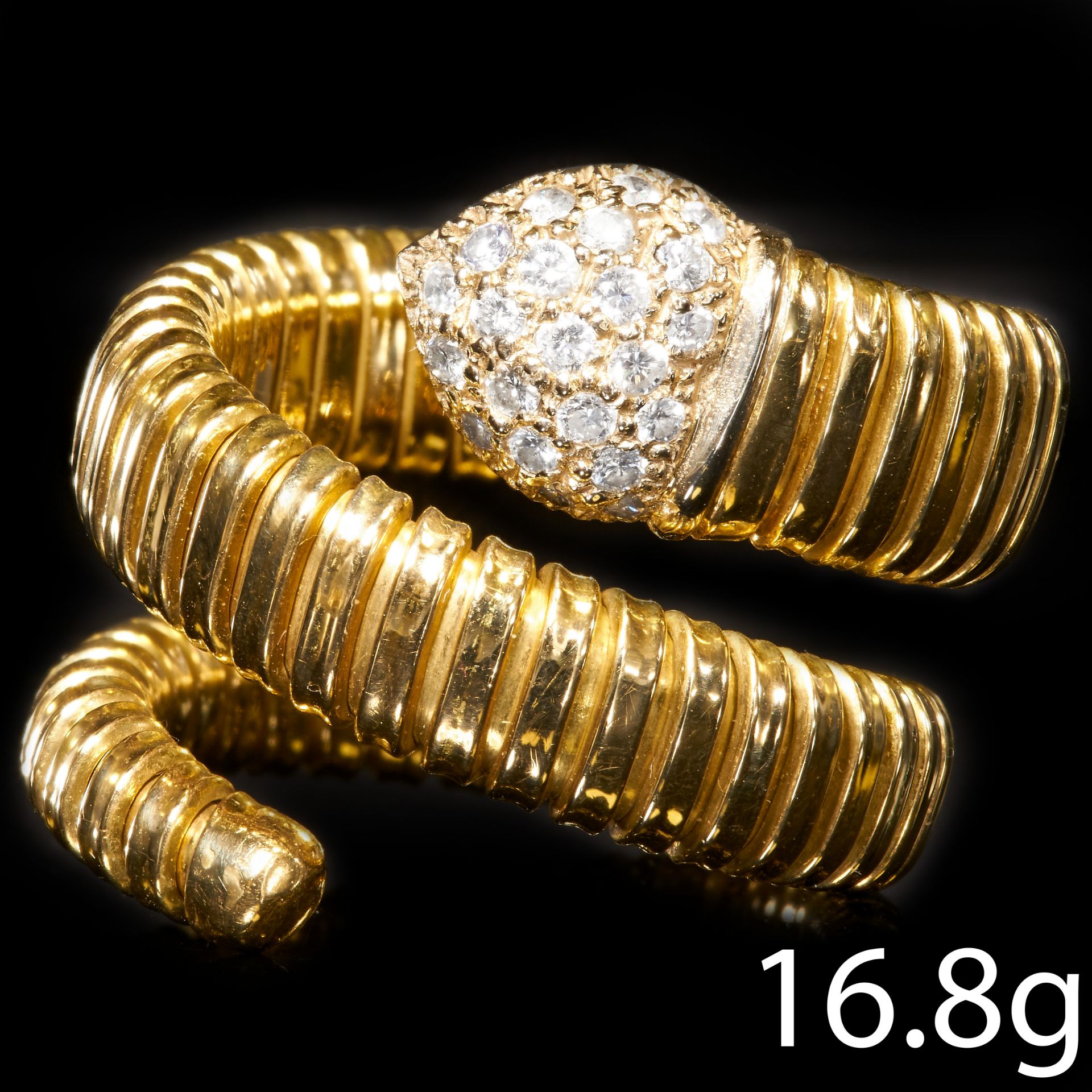 STYLIZED COILED TUBOGAS DIAMOND SNAKE RING