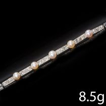 ELEGANT ANTIQUE PEARL AND DIAMOND BRACELET