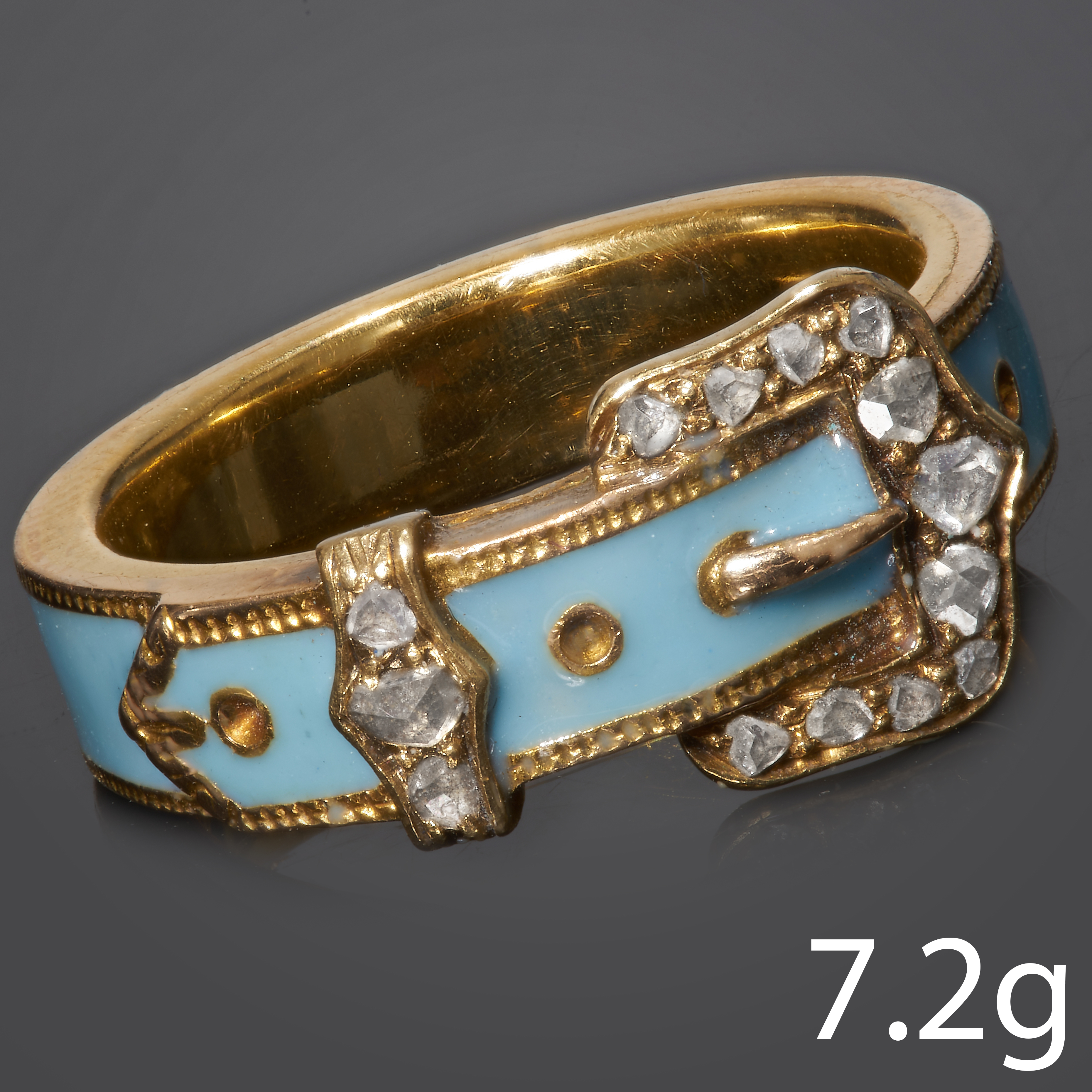 ANTIQUE ENAMEL AND DIAMOND BUCKLE RING
