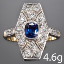 ART-DECO SAPPHIRE AND DIAMOND RING